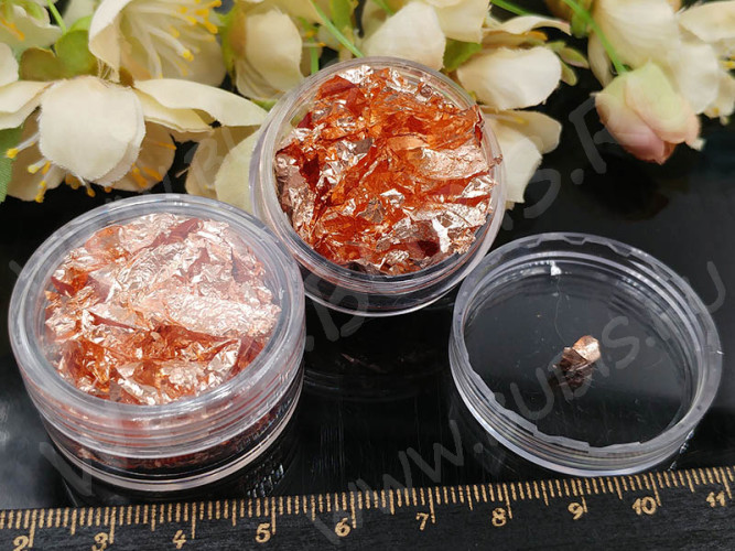 Наполнение для смолы и бутылочек 111 Поталь Bubis Crafts фольга медная в контейнере (декор)