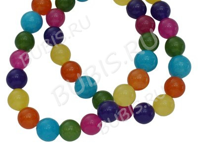 (ОПТ) Бусина округлая 12мм Жадеит МИКС (камни) (НИТЬ)