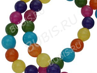 (ОПТ) Бусина округлая 12мм Жадеит МИКС (камни) (НИТЬ)