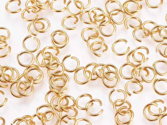 Колечки одинарные 4*0,6мм стальные Real 18K Gold Plated золотистые (Хирургическая сталь)(100шт)