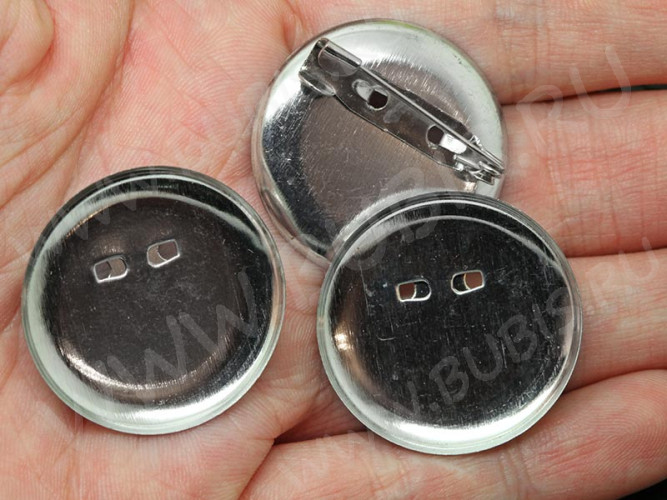 (СКИДКИ!!!) Основа (заготовка) для броши №02 булавка с сеттингом 28мм Круг 30*30*8,5мм цвет платины (Iron) (10шт)