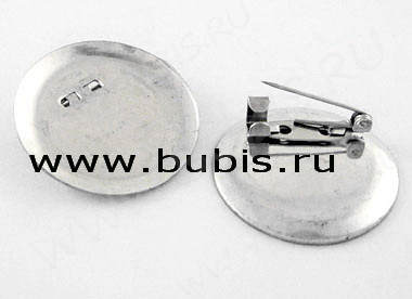 (СКИДКИ!!!) Основа (заготовка) для броши №02 булавка с сеттингом 28мм Круг 30*30*8,5мм цвет платины (Iron) (10шт)