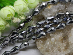 Бусина Капля гранёная 15*9,5*9,5мм т.серебристая непрозрачная (имитация Сваровски)