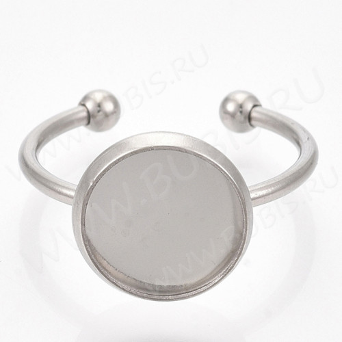 Основа (заготовка) для кольца 167 17мм с сеттингом 10мм цвет платины (Хирургическая Сталь)