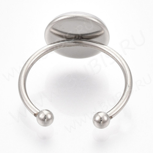 Основа (заготовка) для кольца 167 17мм с сеттингом 10мм цвет платины (Хирургическая Сталь)