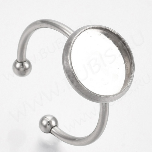 Основа (заготовка) для кольца 167 17мм с сеттингом 10мм цвет платины (Хирургическая Сталь)