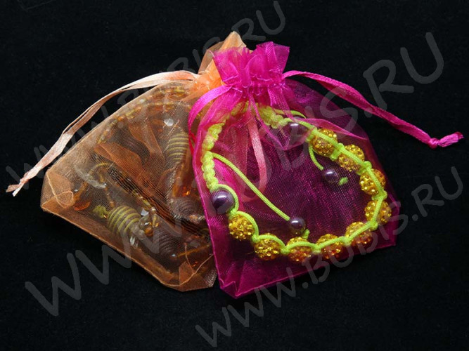 (СКИДКИ!!!) Мешочек органза 11 100*80мм МИКС без рисунка (упаковка для украшений) (5шт.)