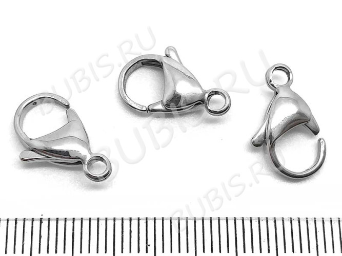 Замочек карабин №103 большой 23*14*5мм цвет платины (Хирургическая сталь)