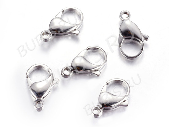 Замочек карабин №103 большой 23*14*5мм цвет платины (Хирургическая сталь)