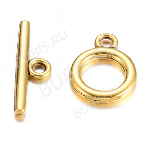 034 Тоггл маленький округлый 14*11мм и 15*5,5мм античное золото (литьё)