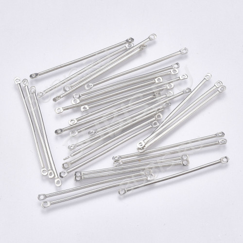 378 Коннектор палочка прямая гладкая 40*2*1,2мм цвет платины (Iron) (10шт)