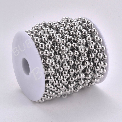 Цепочка S109 шариковая ювелирная перлина 10мм цвет платины (Хирургическая сталь) (50см)