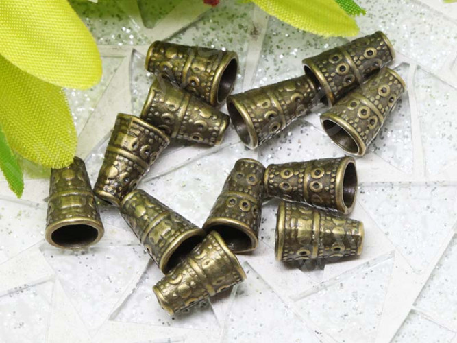 (СКИДКИ!!!) 210 Шапочка Конус с кружочками 10*7*7мм античная бронза (литьё) (10шт)