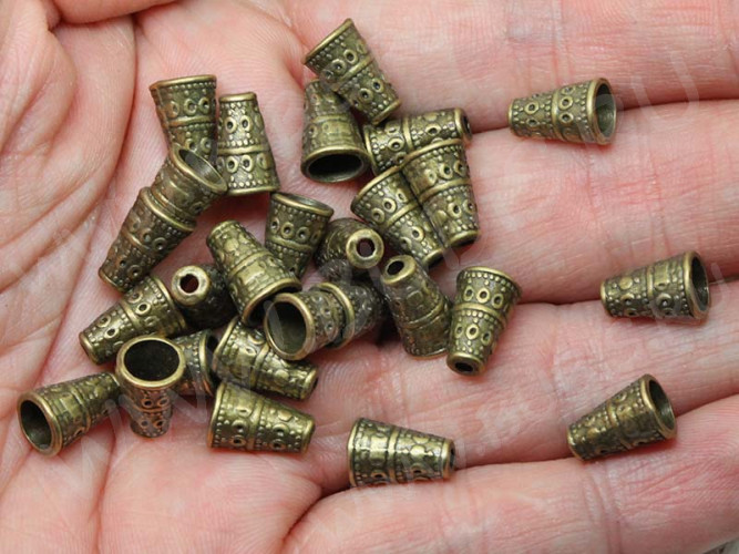 (СКИДКИ!!!) 210 Шапочка Конус с кружочками 10*7*7мм античная бронза (литьё) (10шт)