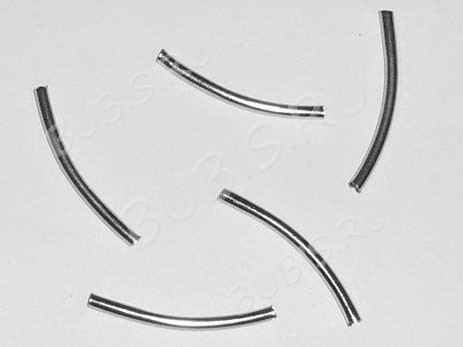 (СКИДКИ!!!) Трубочка металлическая 03 изогнутая 25*2мм цвет платины (Brass) (10шт.)