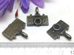 Подвеска Фотоаппарат 01 3D 22*21*3,5мм античная бронза (литьё)