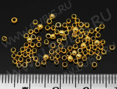 Зажимные бусины 02 округлые 2*2*1,2мм золотистые (Brass) (2г. ок.150шт.)