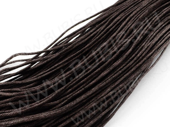 Вощёный х/б шнур 2мм темно-коричневый (1м)