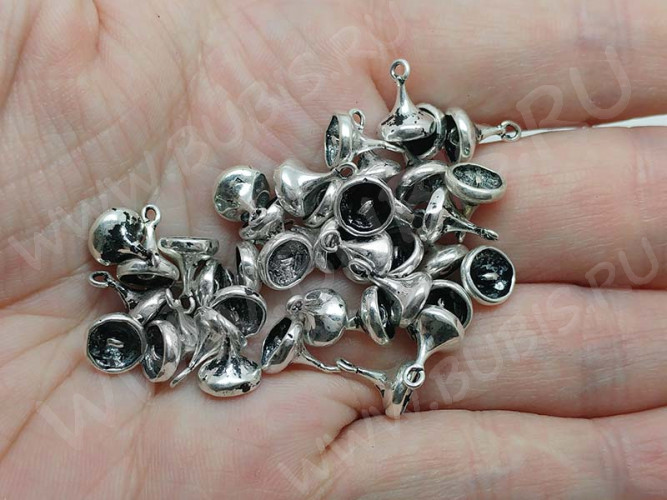 264 Коннектор Колокольчик 9*7*7мм античное серебро (литьё)