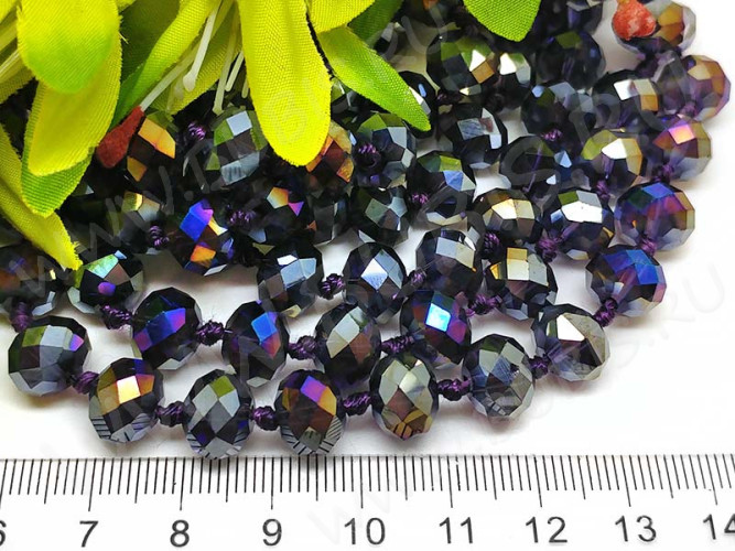 Бусина кристалл Абакус гранёный 10*10*7,5мм фиолетовый с АВ прозрачный (имитация Сваровски)