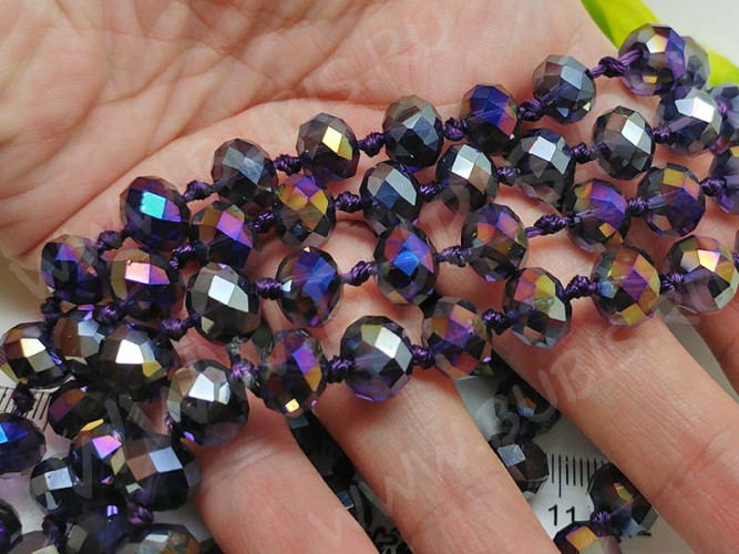 Бусина кристалл Абакус гранёный 10*10*7,5мм фиолетовый с АВ прозрачный (имитация Сваровски)