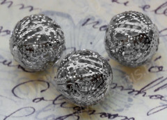 Бусина ажурная 01 &quot;Шарик&quot; 16мм цвет платины (Iron)
