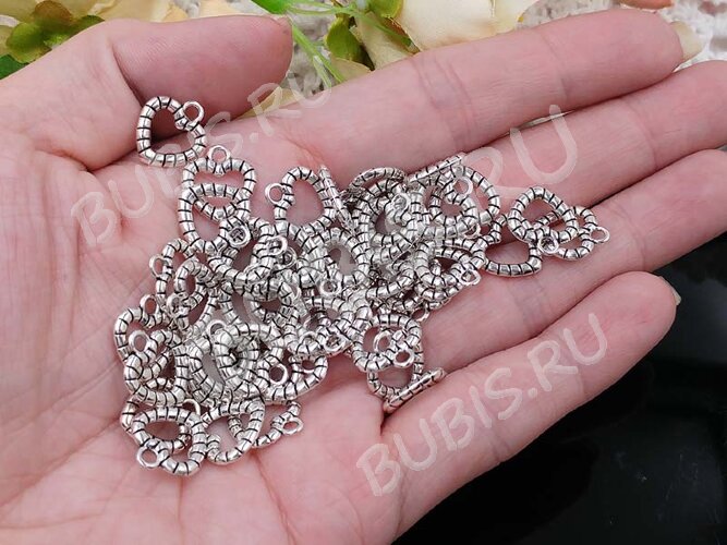 Подвеска Сердечко 02 среднее 14*13*2мм античное серебо (литьё)