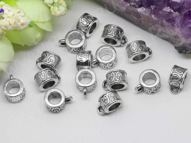 (СКИДКИ!!!) Бусина с петлёй 042 Бейл с сердечками 11*8,5*6мм античное серебро (литьё) (10шт)