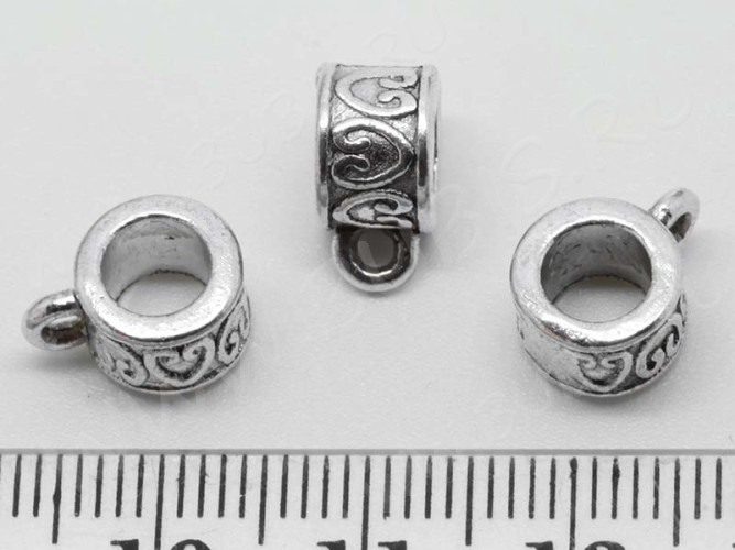 (СКИДКИ!!!) Бусина с петлёй 042 Бейл с сердечками 11*8,5*6мм античное серебро (литьё) (10шт)