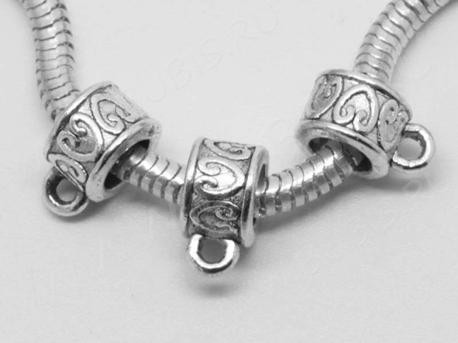 (СКИДКИ!!!) Бусина с петлёй 042 Бейл с сердечками 11*8,5*6мм античное серебро (литьё) (10шт)