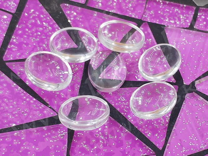 Кабошон стеклянный 18 Овал 10*8*4мм прозрачный (стекло) (10шт)