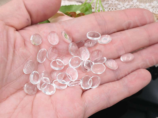 Кабошон стеклянный 18 Овал 10*8*4мм прозрачный (стекло) (10шт)