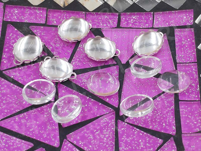 Кабошон стеклянный 18 Овал 10*8*4мм прозрачный (стекло) (10шт)