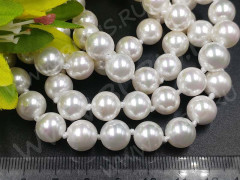 (ОПТ) Бусина Жемчуг 36 Sea Shell Perl округлый 10мм белый имит. (камни) (нить 23см)
