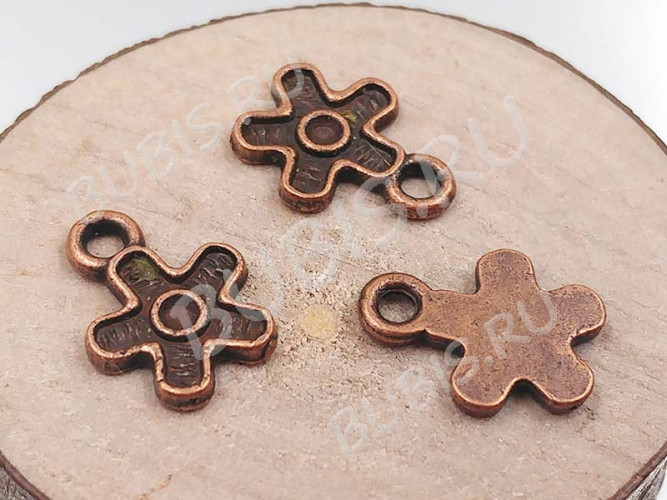 (ОПТ) Подвеска Цветочек 03 12*9*1мм античная медь (литьё) (100шт.)