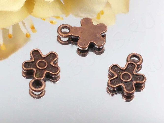 (ОПТ) Подвеска Цветочек 03 12*9*1мм античная медь (литьё) (100шт.)