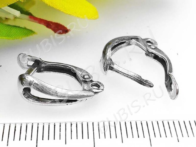 Швензы с английским замком №86 Капля крупная 18*13*6мм античное серебро (Brass) (1 пара)