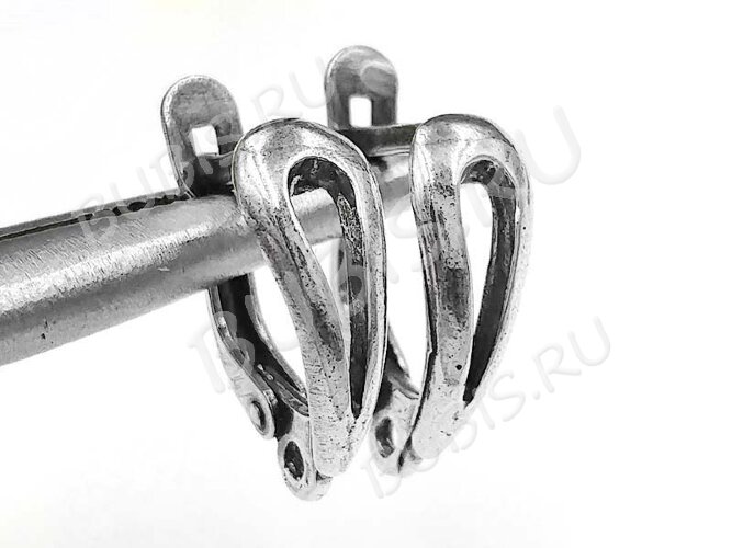 Швензы с английским замком №86 Капля крупная 18*13*6мм античное серебро (Brass) (1 пара)