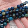 (ОПТ) Бусина округлая 10мм Хризоколла т.сине-бирюзовая натуральная (камни LUX) (НИТЬ) Купить (ОПТ) Бусина округлая 10мм Хризоколла т.сине-бирюзовая натуральная (камни LUX) (НИТЬ) с доставкой по России