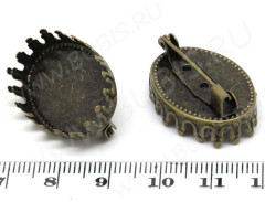 Основа (заготовка) для броши №24 булавка (с сеттингом 25*18мм) 26*19*12мм античная бронза (Iron и Brass)