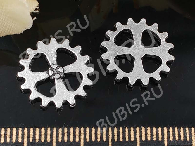 (СКИДКИ!!!) Шестерёнка 14 14*14*1,7мм античное серебро (литьё) (Steampunk) (10шт.)