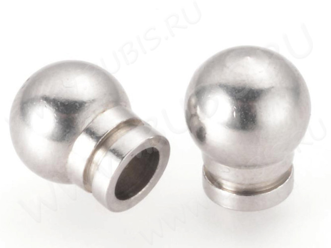 Концевик 095 с шаром 8,5*7*5мм для шнура до 3,5мм цвет платины (Хирургическая сталь)