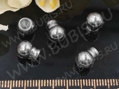 Концевик 095 с шаром 8,5*7*5мм для шнура до 3,5мм цвет платины (Хирургическая сталь)