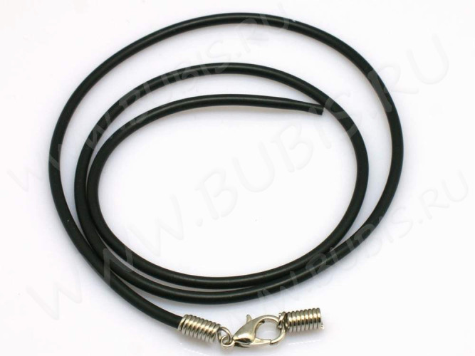Шнур с замочком 36 полиуретановый круглый 1,5мм чёрный (45см)