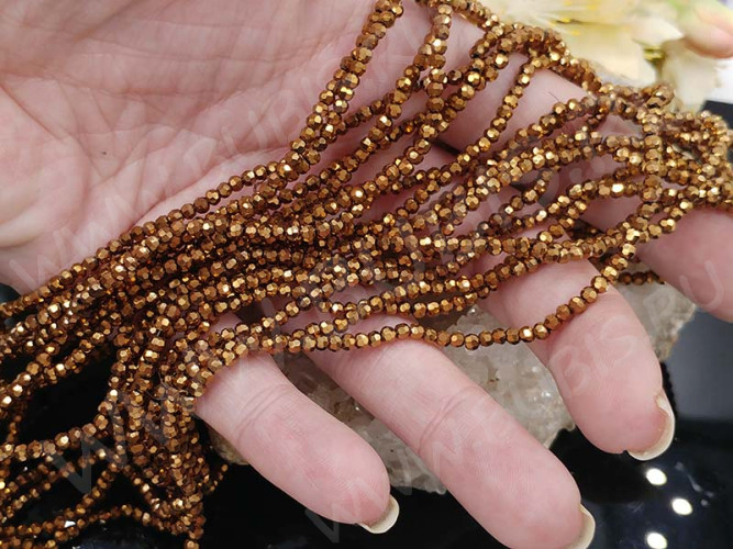 (СКИДКИ!!!) Бусина кристалл гранёный абакус 3*3*2мм св.коричневый металлик непрозрачный (имитация Сваровски) (НИТЬ)