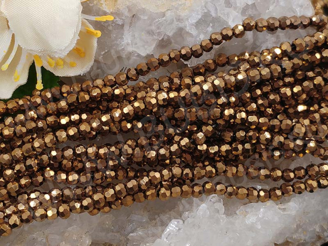 (СКИДКИ!!!) Бусина кристалл гранёный абакус 3*3*2мм св.коричневый металлик непрозрачный (имитация Сваровски) (НИТЬ)