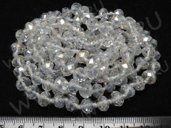 Бусина кристалл гранёный абакус 8*8*5,5мм Хрусталь чистый прозрачный с АВ (имитация Сваровски)