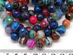 (ОПТ) Бусина округлая ГРАНЁНАЯ 10мм Агат Мадагаскарский кракле и не кракле яркий МИКС (камни) (НИТЬ)