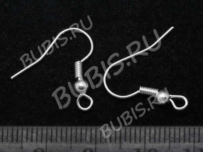 (СКИДКИ!!!) Швензы-крючки №048 с пружинкой и шариком 18,5*17мм серебристый (Brass) (5 пар)
