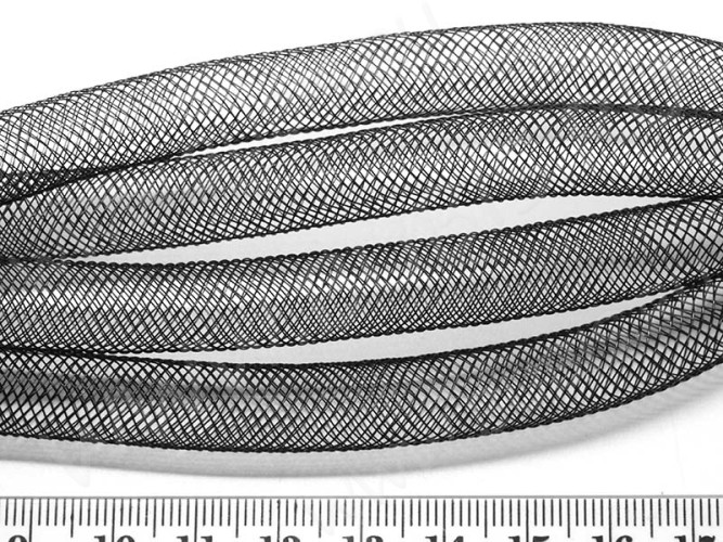 Нейлоновая ювелирная сетка 10мм чёрная (шнуры) (1м)